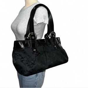 Black Coach SoHo pleated signature Tote